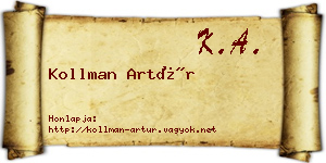 Kollman Artúr névjegykártya